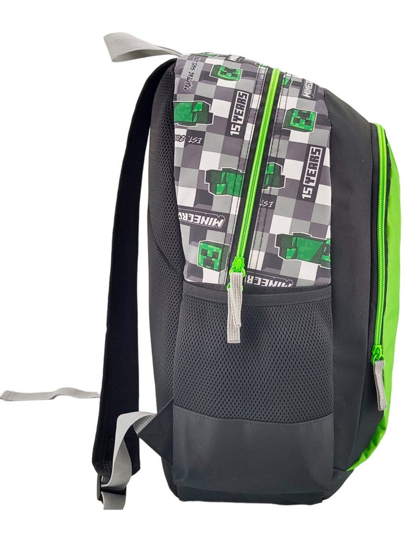 Mochila minecraft premium de poliéster con motivo pixelado Negro Verde Azul - Kiabi