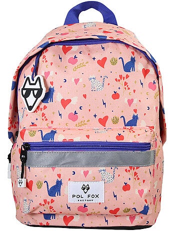 Mochila mini niña preescolar POL FOX Dream rosa motivo gato y corazón