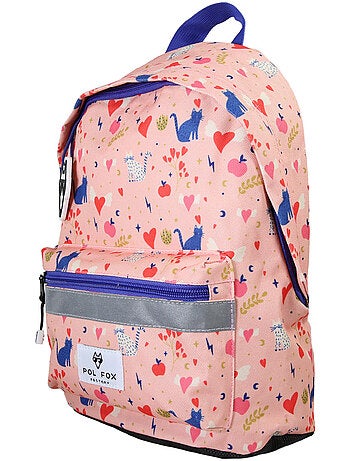 Mochila mini niña preescolar POL FOX Dream rosa motivo gato y corazón