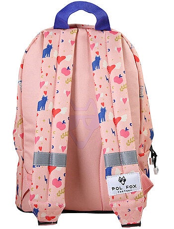 Mochila mini niña preescolar POL FOX Dream rosa motivo gato y corazón