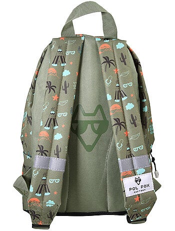Mochila mini niño preescolar POL FOX Road Trip verde motivo furgoneta y aventura