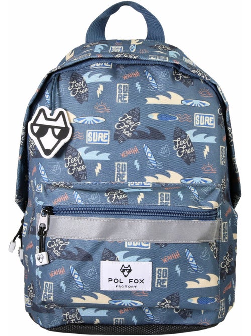 Mochila mini niño preescolar POL FOX Surf azul motivo surf y ola - Kiabi