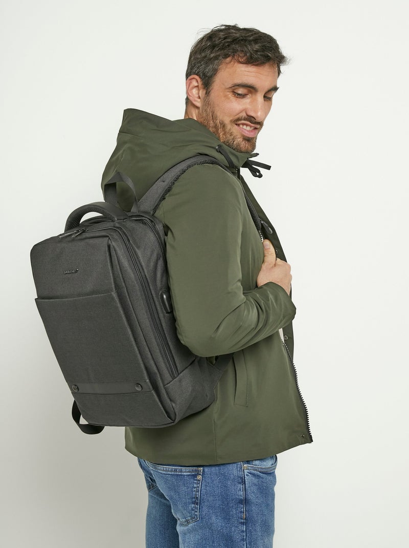 Mochila multibolsillos con cremallera para hombre - AFIBEL Negro - Kiabi