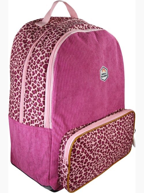 Mochila niña French Disorder de terciopelo 2 compartimentos estampado leopardo rosa - Kiabi Mochila niña French Disorder de terciopelo 2 compartimentos estampado leopardo rosa - Kiabi