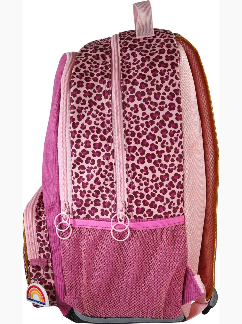 Mochila niña French Disorder de terciopelo 2 compartimentos estampado leopardo rosa Multicolor - Kiabi