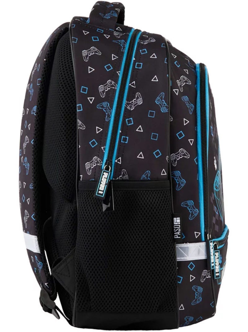 Mochila paso game on de poliéster estampado Negro Azul Blanco - Kiabi