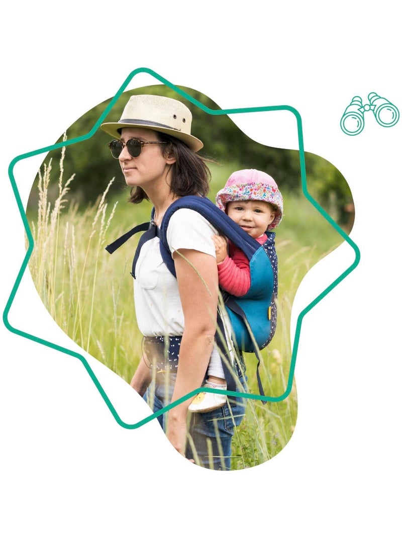 Mochila portabebés ergonómica con posición frontal y dorsal «Badabulle» Azul - Kiabi