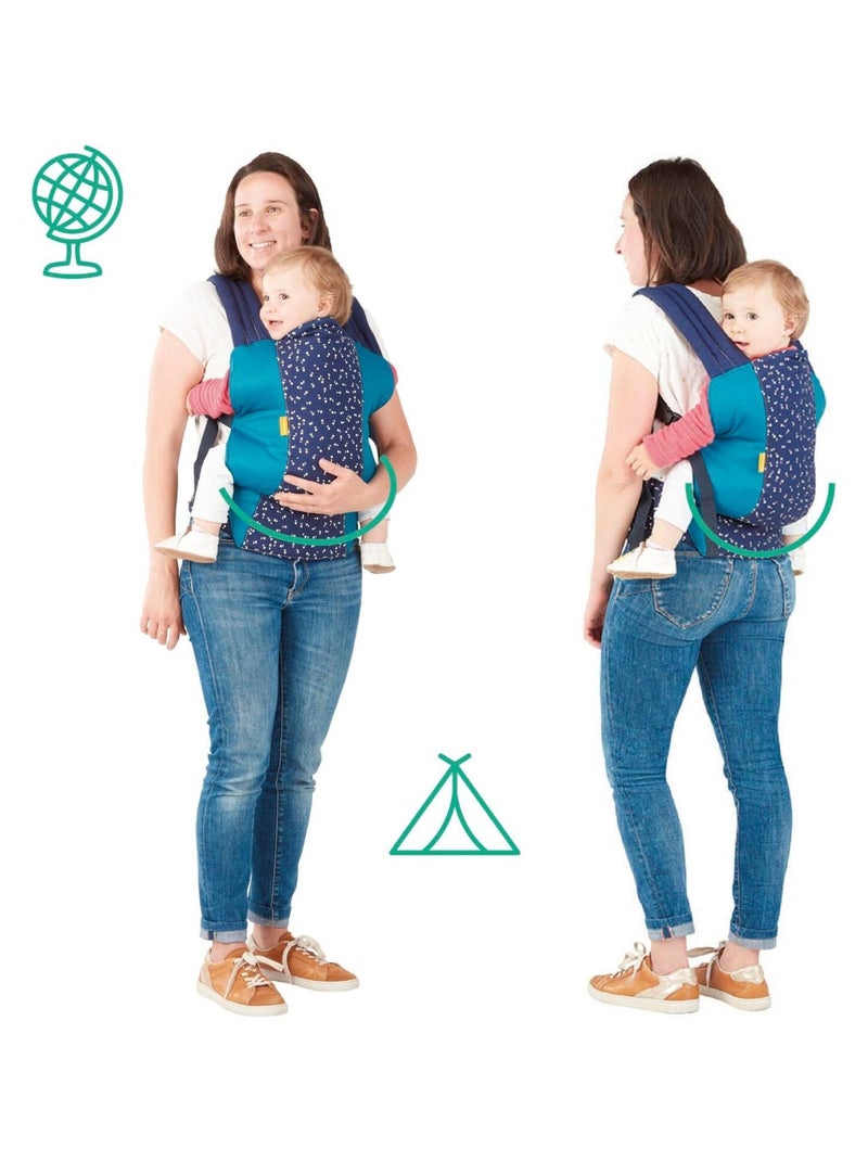Mochila portabebés ergonómica con posición frontal y dorsal «Badabulle» Azul - Kiabi
