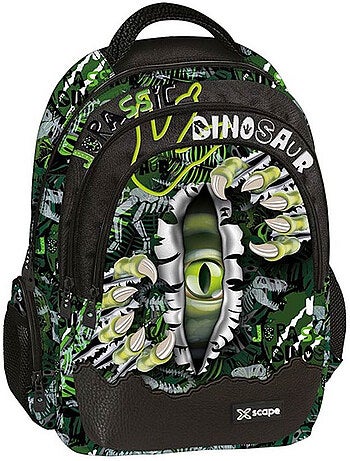 Mochila primaria xscape dino 42 cm, 3 bolsillos con cremallera - poliéster 600d