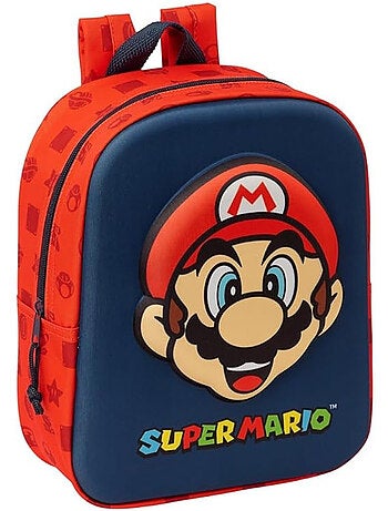 Mochila safta super mario 3d moldeada de tejido sintético