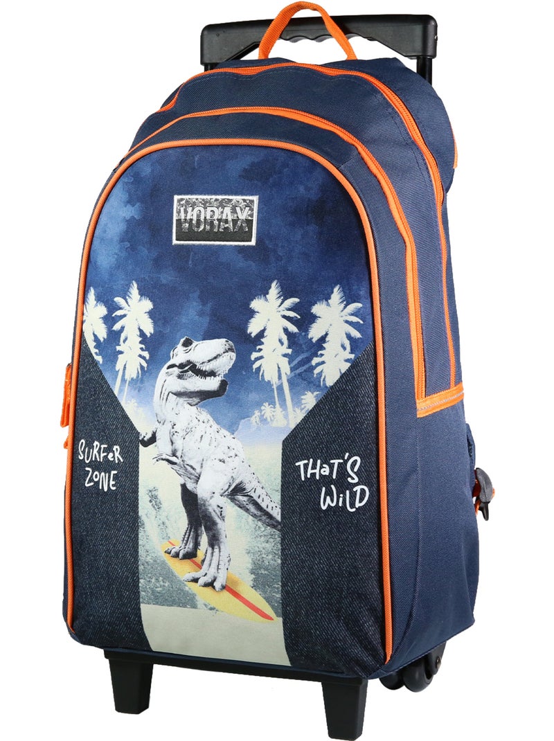 Mochila trolley de dinosaurio con ruedas 45 cm y 4 ruedas Azul - Kiabi