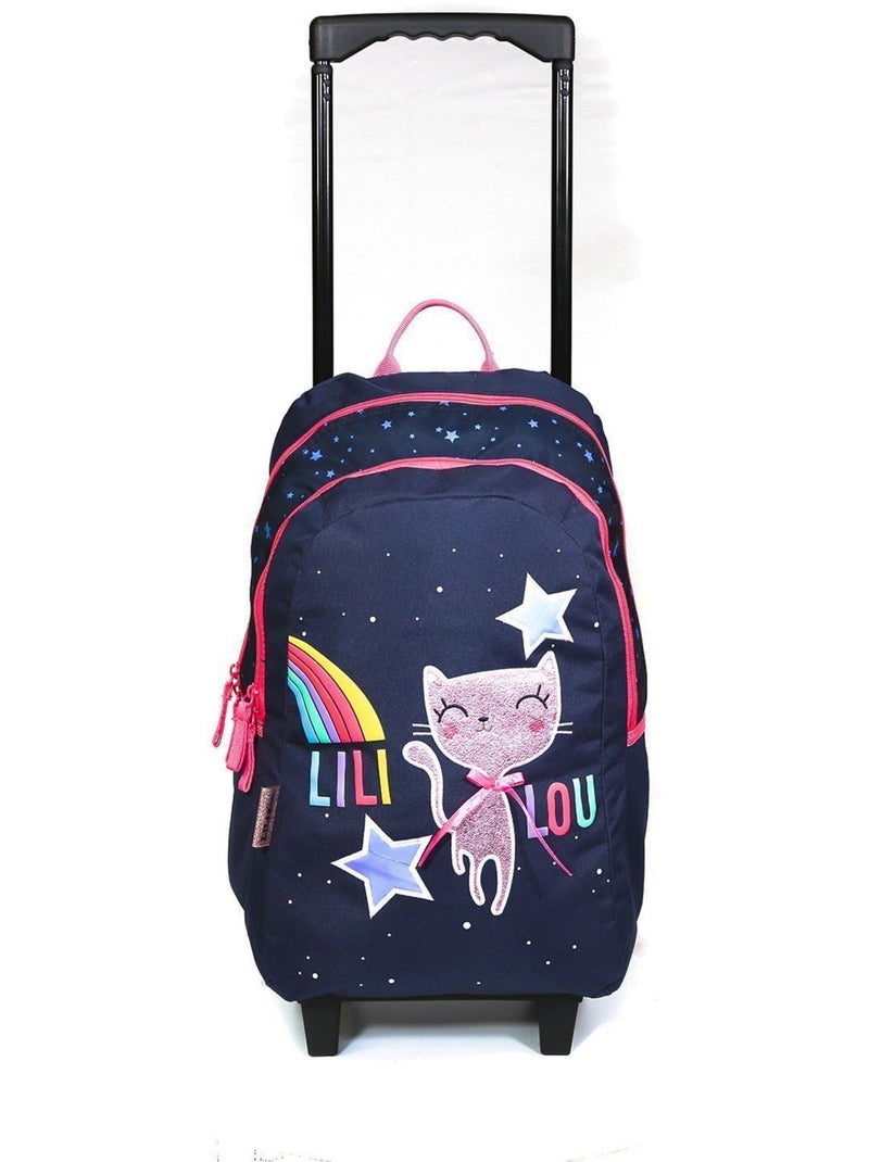 Mochila trolley le chat lililou 45 cm con 2 compartimentos con cremallera Azul - Kiabi