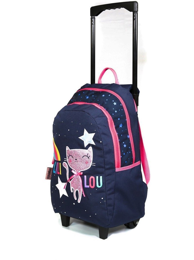 Mochila trolley le chat lililou 45 cm con 2 compartimentos con cremallera Azul - Kiabi