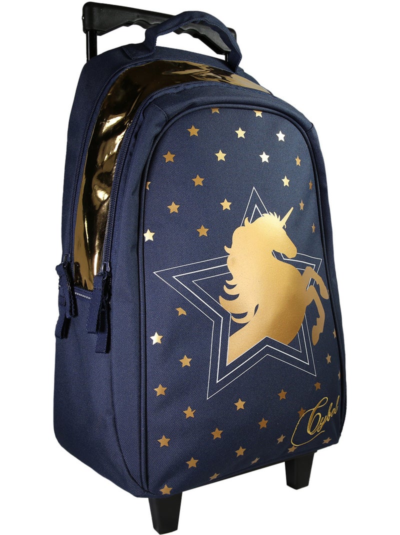 Mochila trolley unicornio 45 cm con acabados dorados Azul - Kiabi