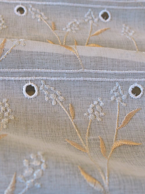 Modulable en etamina bordada con motivo floral - Kiabi