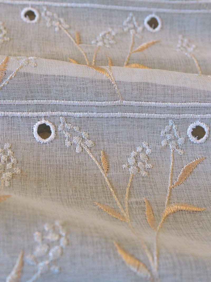 Modulable en etamina bordada con motivo floral Beige - Kiabi
