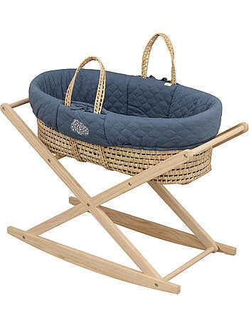 Moisés de fibra natural y funda de tela con soporte de pino - SAUTHON