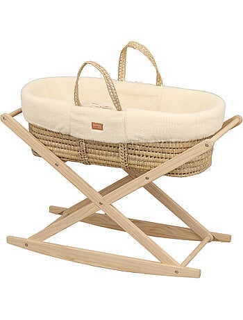Moisés de fibra natural y funda de tela con soporte de pino - SAUTHON