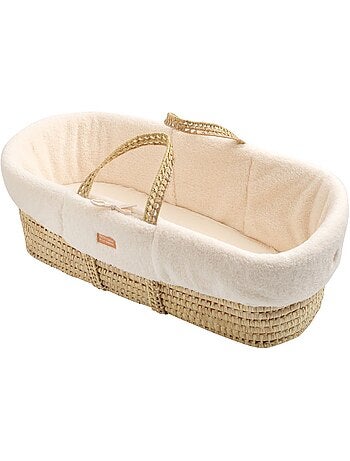 Moisés de fibra natural y funda de tela con soporte de pino - SAUTHON