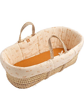 Moisés de fibra natural y funda de tela con soporte de pino - SAUTHON