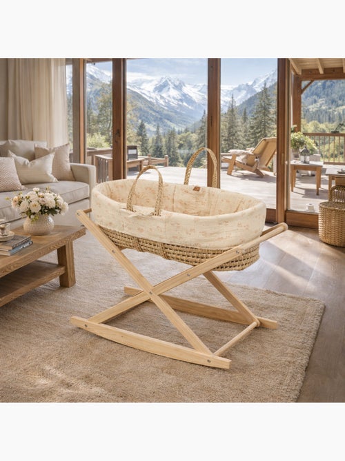 Moisés de fibra natural y funda de tela con soporte de pino - SAUTHON - Kiabi