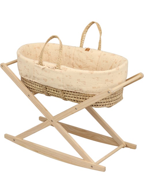 Moisés de fibra natural y funda de tela con soporte de pino - SAUTHON - Kiabi