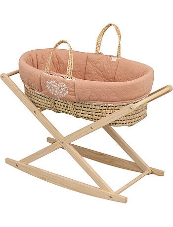Moisés de fibra natural y funda de tela con soporte de pino - SAUTHON