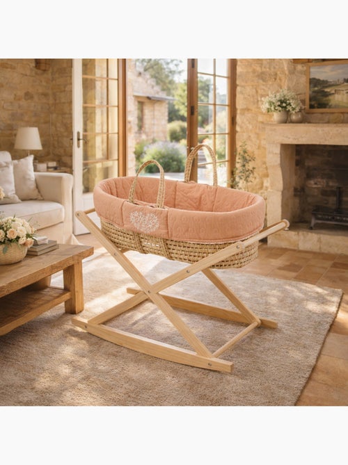 Moisés de fibra natural y funda de tela con soporte de pino - SAUTHON - Kiabi