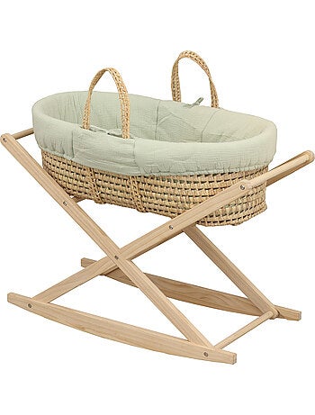 Moisés de fibra natural y funda de tela con soporte de pino - SAUTHON