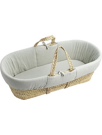 Moisés de fibra natural y funda de tela con soporte de pino - SAUTHON