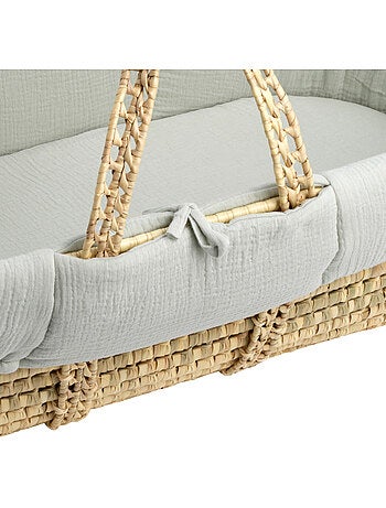 Moisés de fibra natural y funda de tela con soporte de pino - SAUTHON