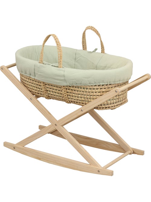 Moisés de fibra natural y funda de tela con soporte de pino - SAUTHON - Kiabi