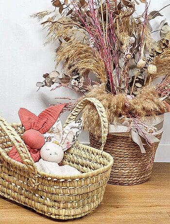 Moisés de juguete para muñeca 35 cm en fibras naturales | SEVIRA KIDS