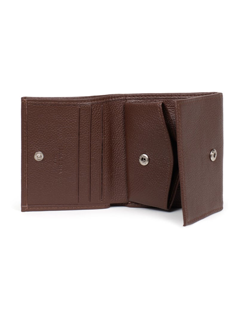 Monedero - 1 pliegue - Cuero CONFORT Marrón chocolate - Kiabi