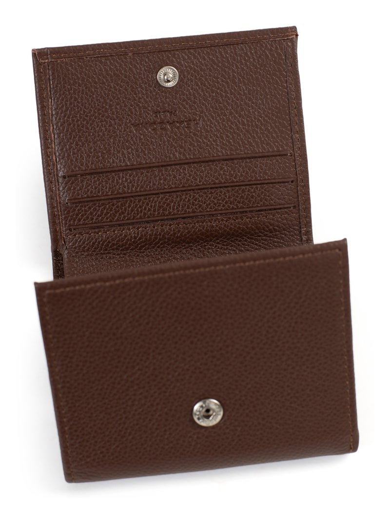 Monedero - 1 pliegue - Cuero CONFORT Marrón chocolate - Kiabi