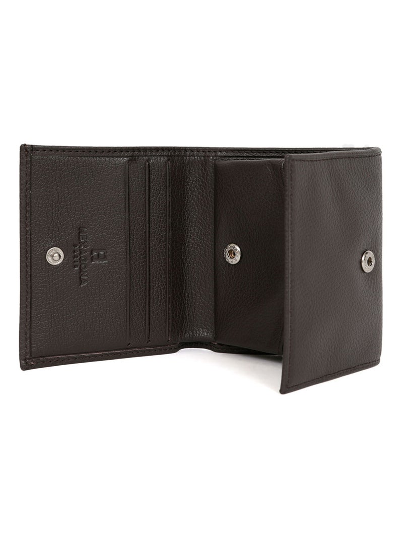 Monedero - 1 pliegue - Cuero CONFORT Marrón oscuro - Kiabi