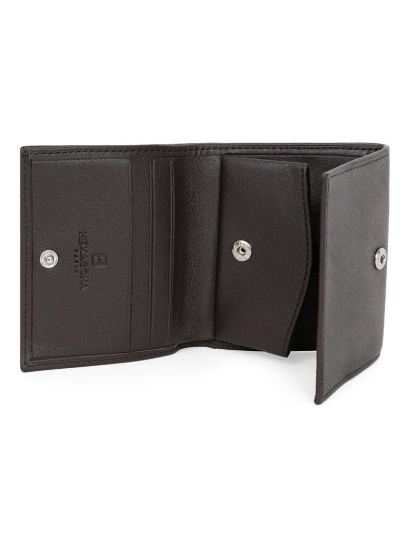 Monedero - 1 pliegue - cuero soft hexagona Marrón - Kiabi