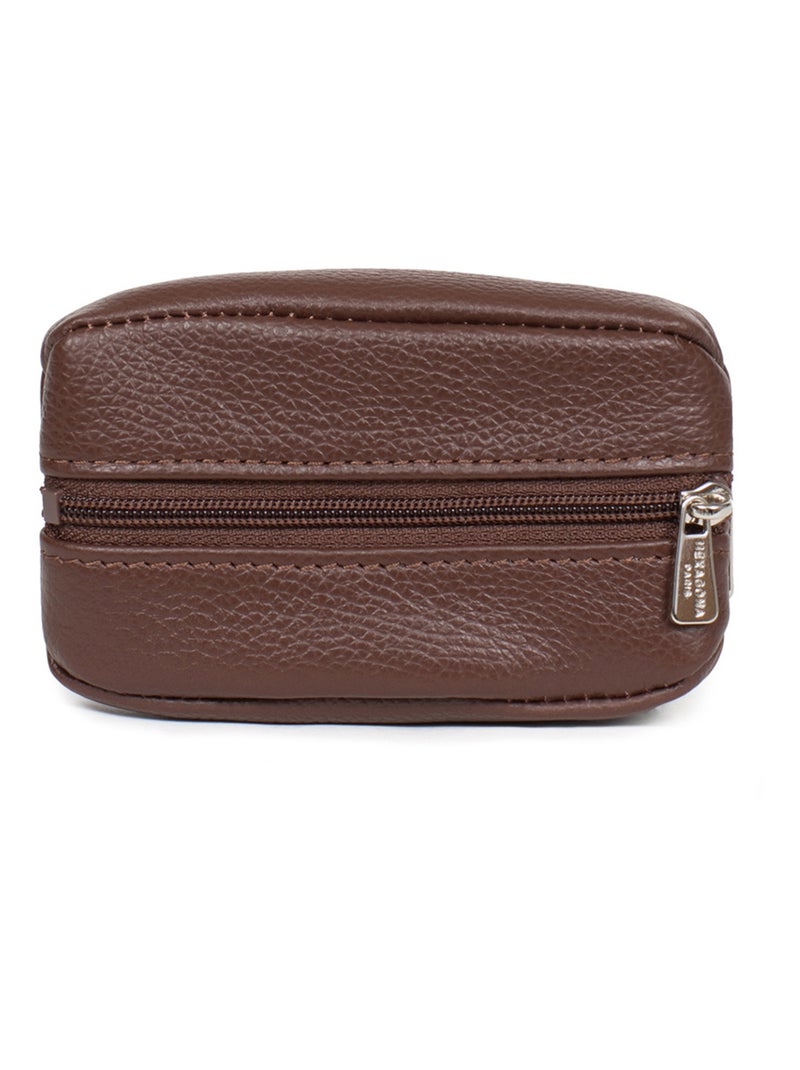 Monedero - cuero confort hexagona Marrón chocolate - Kiabi