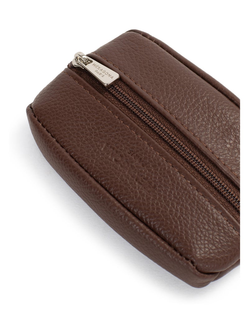 Monedero - cuero confort hexagona Marrón chocolate - Kiabi