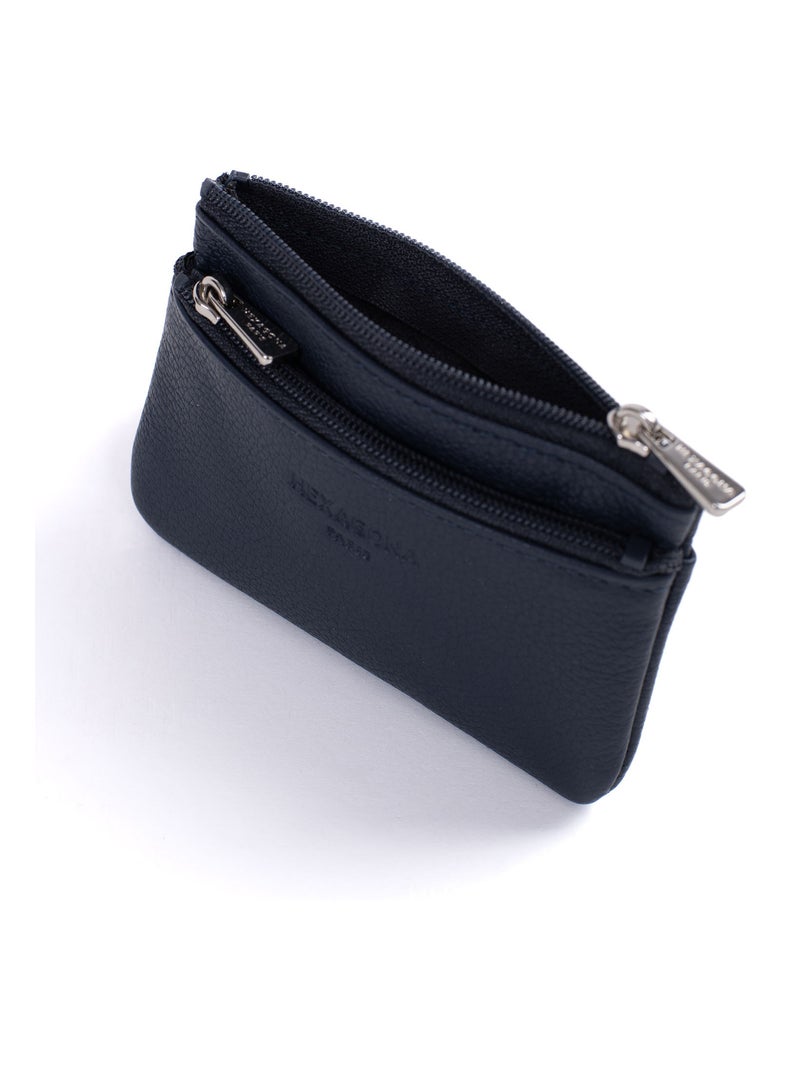 Monedero - stop rfid - cuero confort hexagona Azul marino - Kiabi