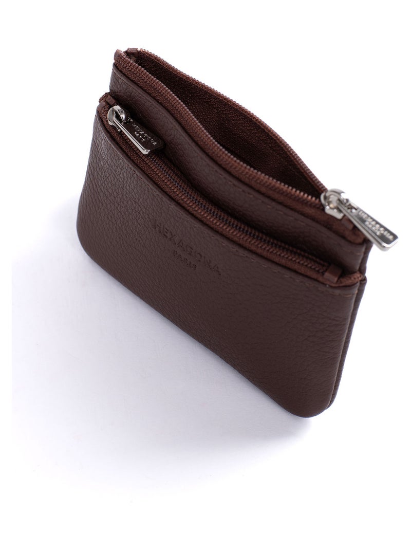 Monedero - stop rfid - cuero confort hexagona Marrón chocolate - Kiabi