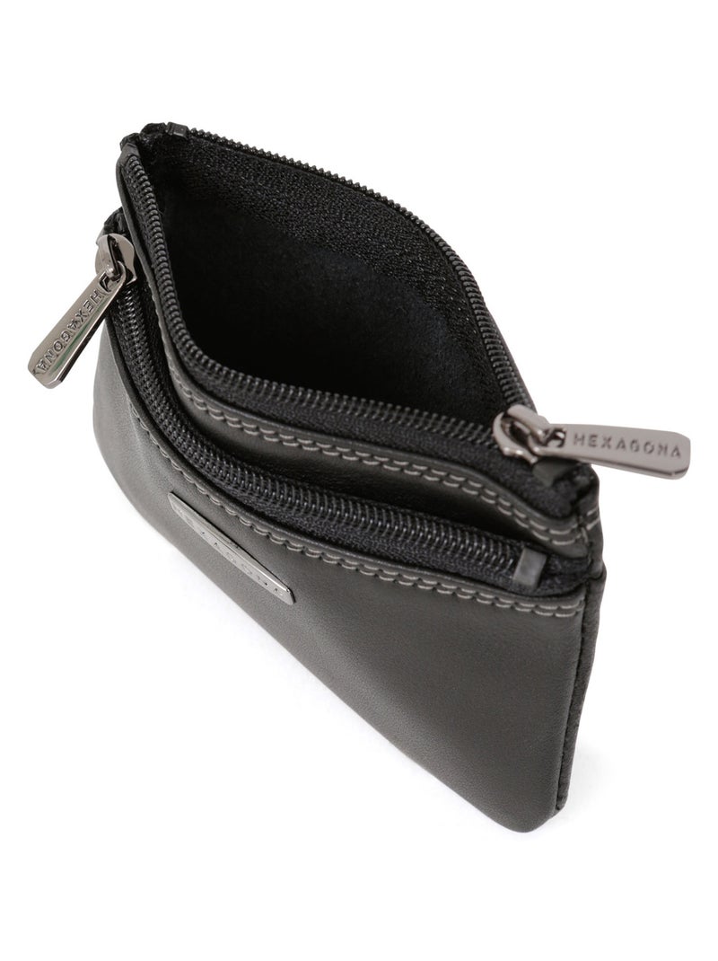 Monedero - stop rfid - cuero sensation hexagona Negro - Kiabi