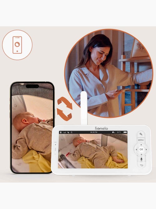 Monitor de bebé inalámbrico LIONELO Babyline 9.2 con IA - Detección de cabeza - Monitor - Aplicación - Kiabi