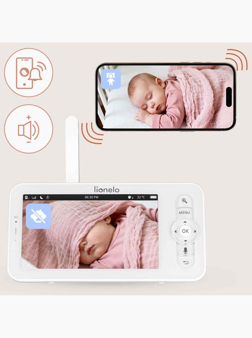 Monitor de bebé inalámbrico LIONELO Babyline 9.2 con IA - Detección de cabeza - Monitor - Aplicación - Kiabi