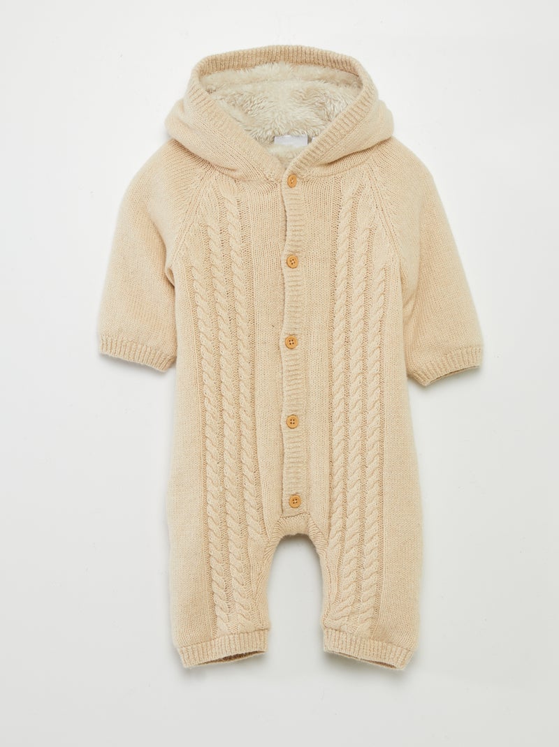 Mono abrigado de punto tricotado trenzado 'Name it' BEIGE - Kiabi