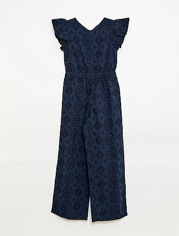 Mono ancho con bordado inglés y volante de algodón