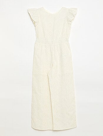 Mono ancho con bordado inglés y volante de algodón