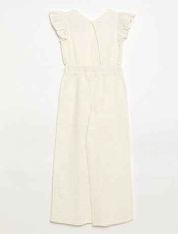 Mono ancho con bordado inglés y volante de algodón