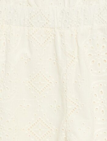 Mono ancho con bordado inglés y volante de algodón