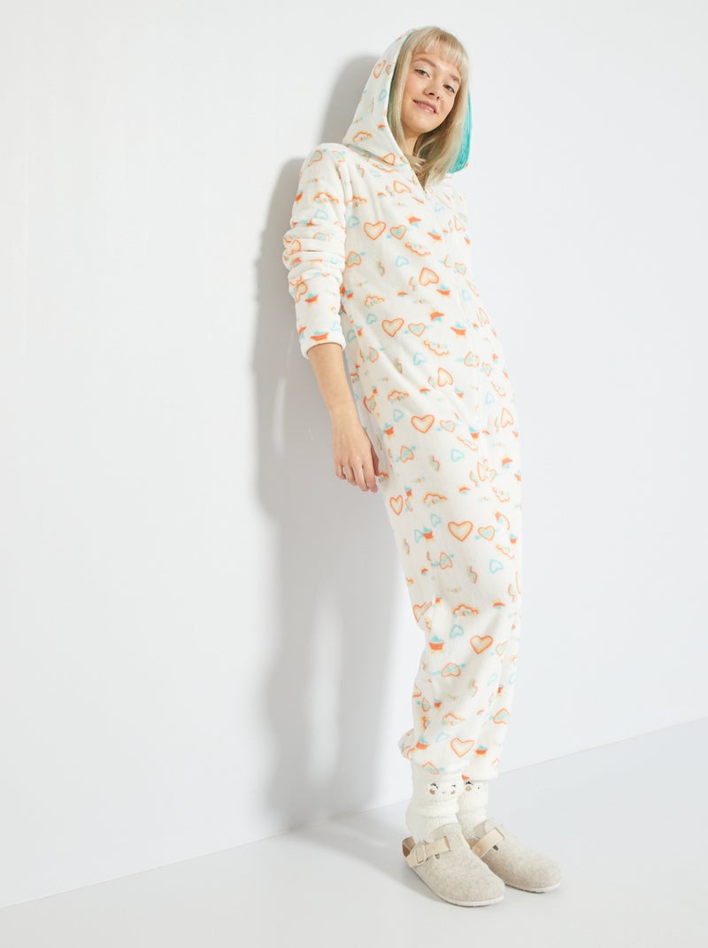 Mono con capucha blanco estampado - Kiabi